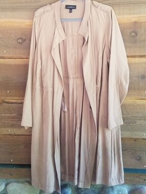 Lane Bryant Tan Trench Coat Tie Waist (Imperfection) | Transitional Trench Coat